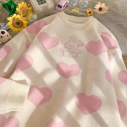 Soft Pink Cute Sweet Bunny Sweater