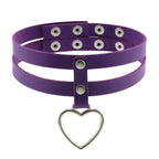 PU Leather Heart Pendant Collar (Colors) - Puppy's Aesthetics
