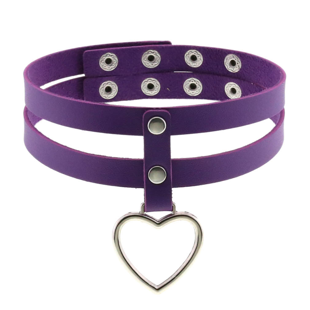 PU Leather Heart Pendant Collar (Colors) - Puppy's Aesthetics
