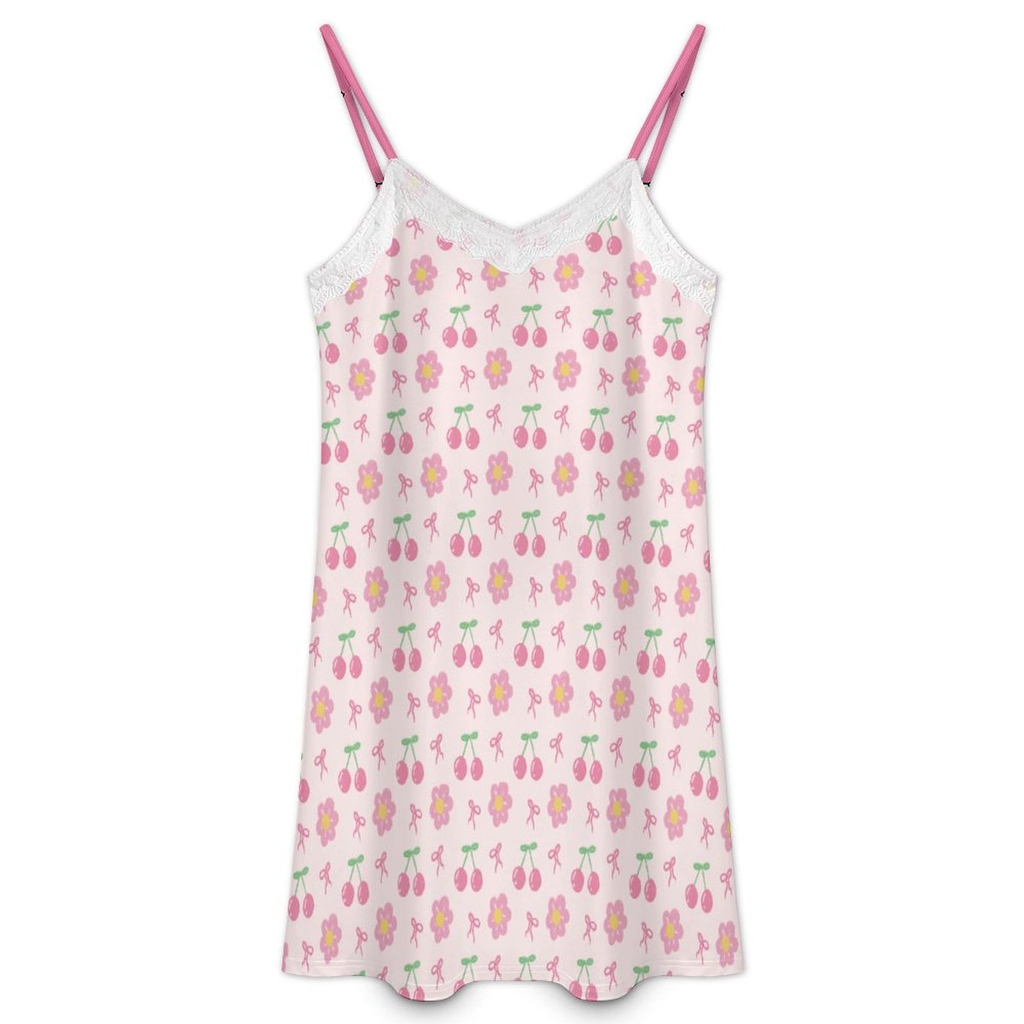 Strawberry Bow Lace Camis Nightgown