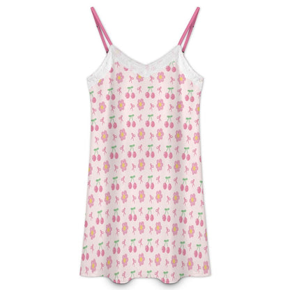 Strawberry Bow Lace Camis Nightgown