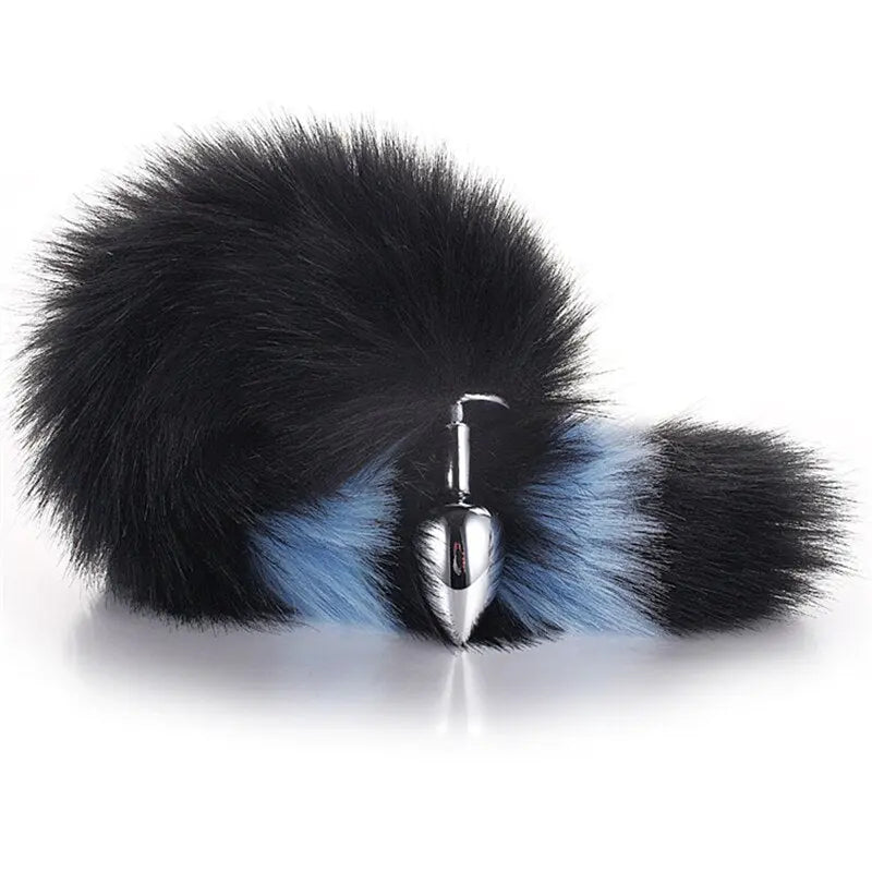 Kawaii Pink & Black Anal Tail (28 Colors) Black Blue