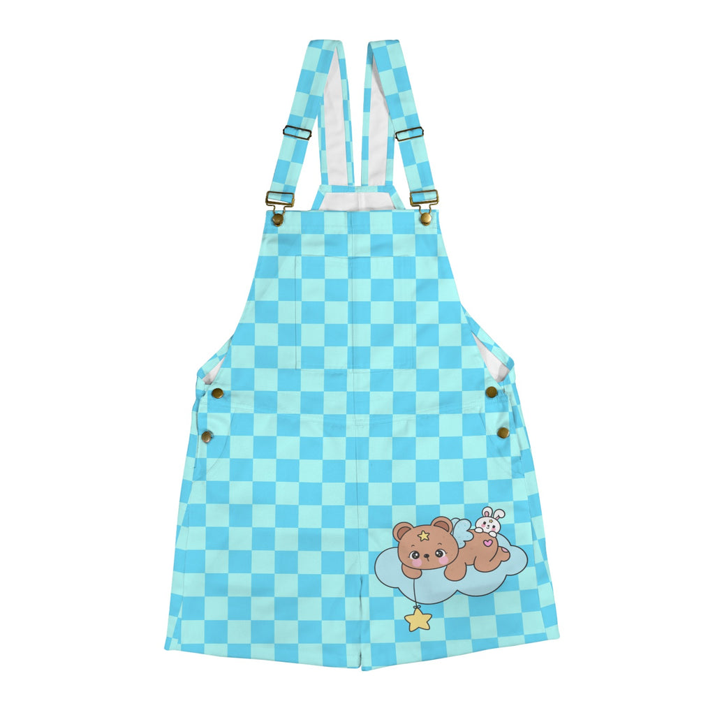 Cute teddy bear and bunny rabbit on cloud