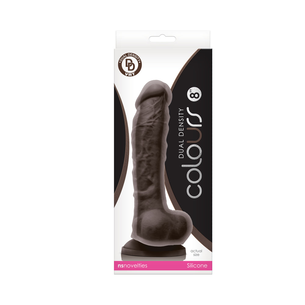 Colours Dual Density 8 " Dildo Dark Brown