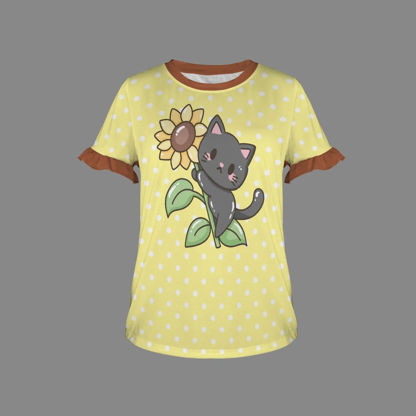 Sunflower Kitty Ruffle Play Tee - Puppy's Aesthetics