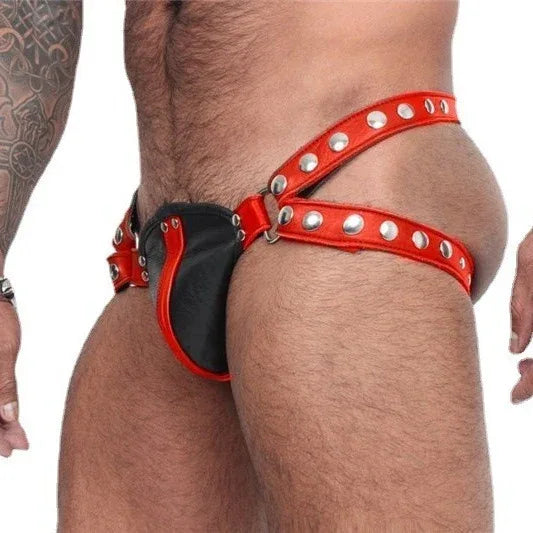 Studded Fetish Leather Harness Briefs (Colors) - Puppy's Aesthetics