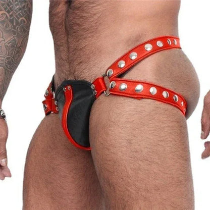Studded Fetish Leather Harness Briefs (Colors) - Puppy's Aesthetics