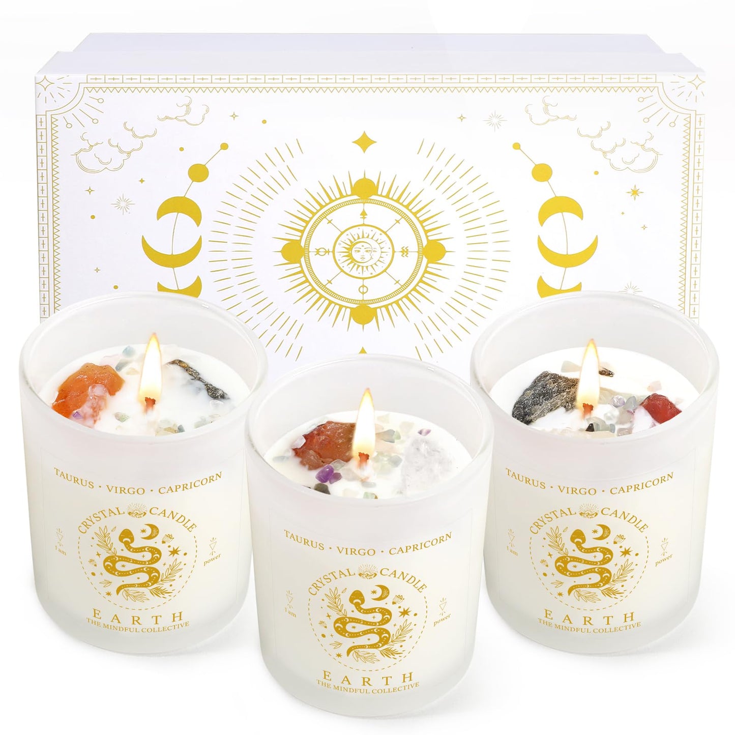 Fire Sign Lavender Crystal Candle Gift Set (3 Piece)