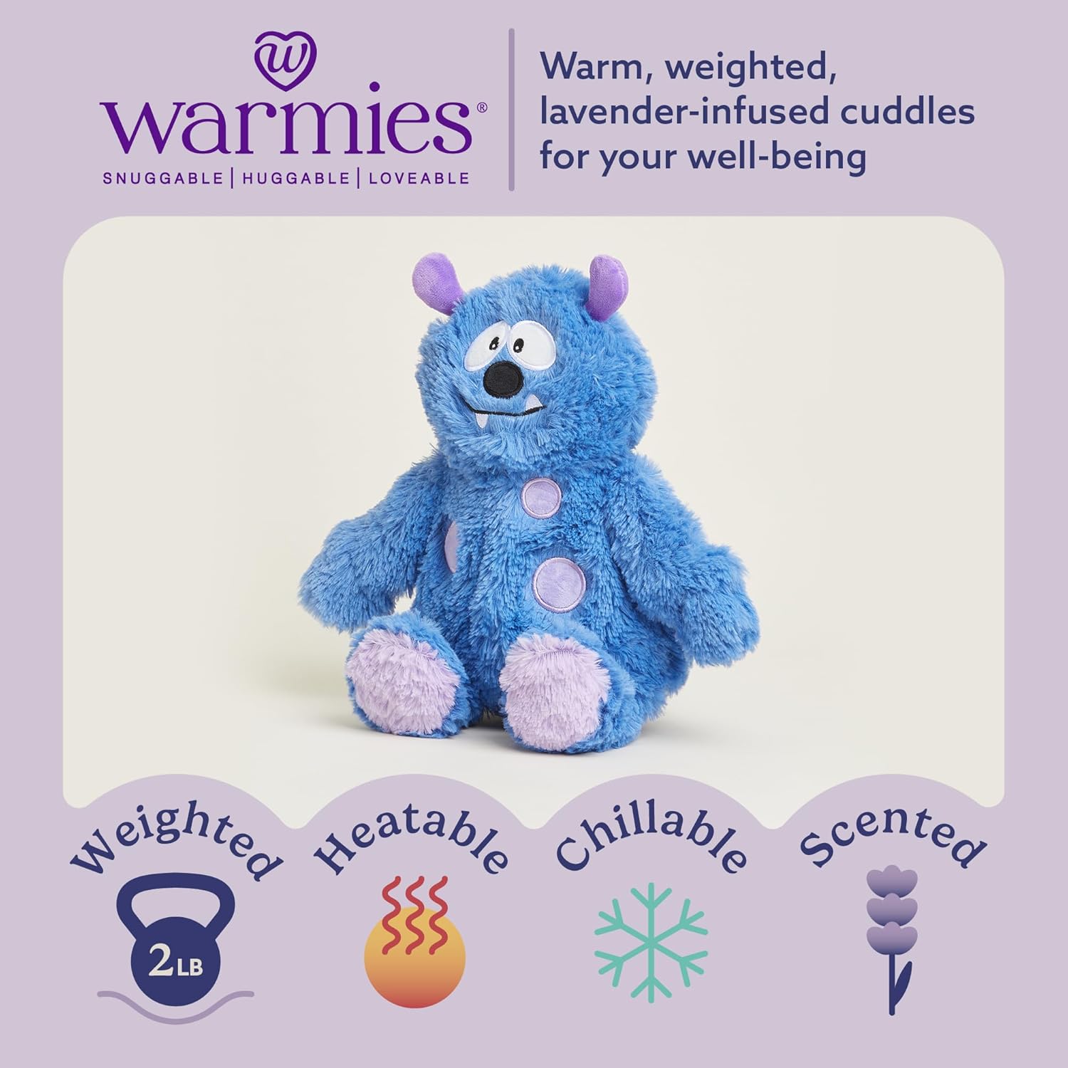Warmies® Cozy Monster Plushie – Weighted Lavender