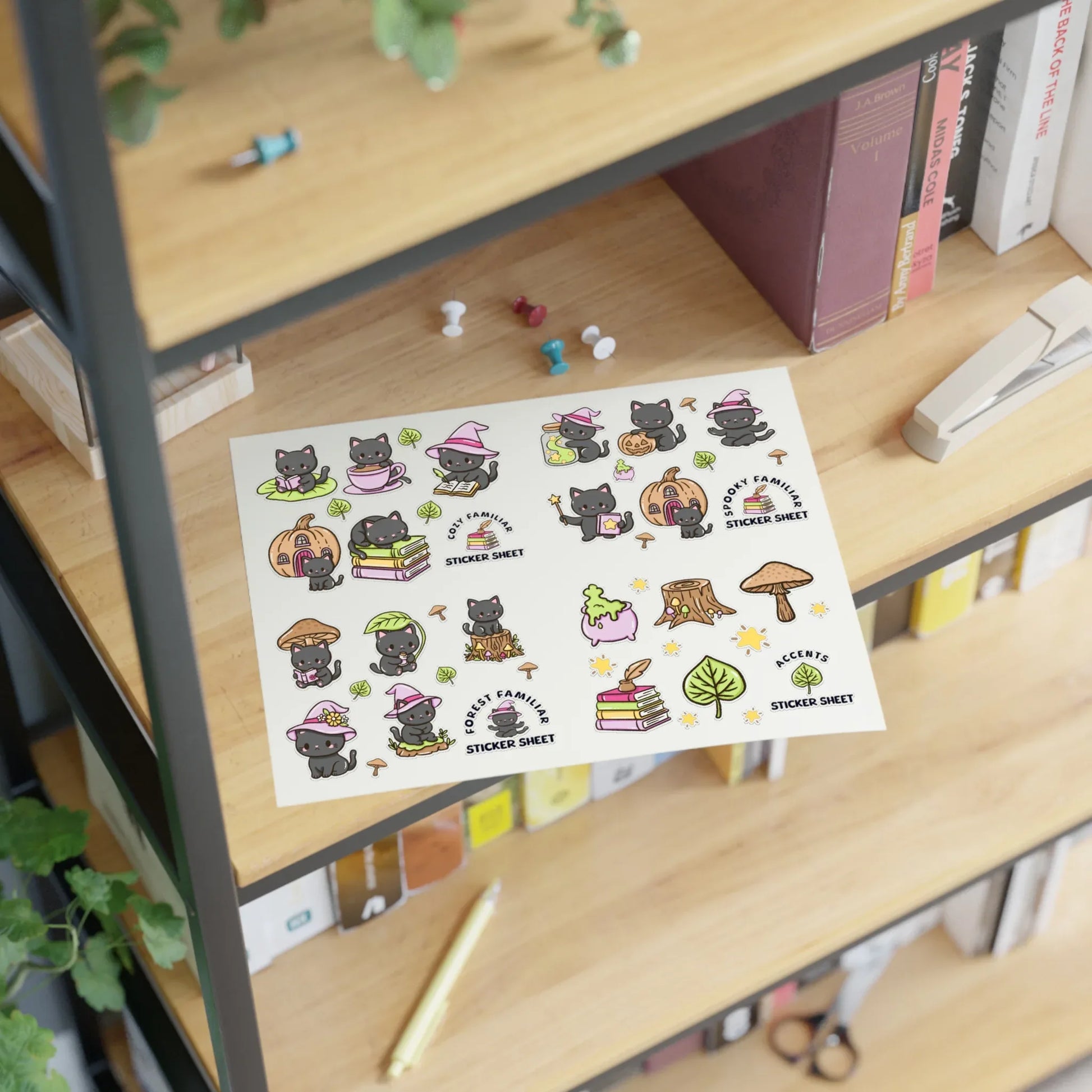 Kitty Cozy Familiar Sticker Sheet - Puppy's Aesthetics