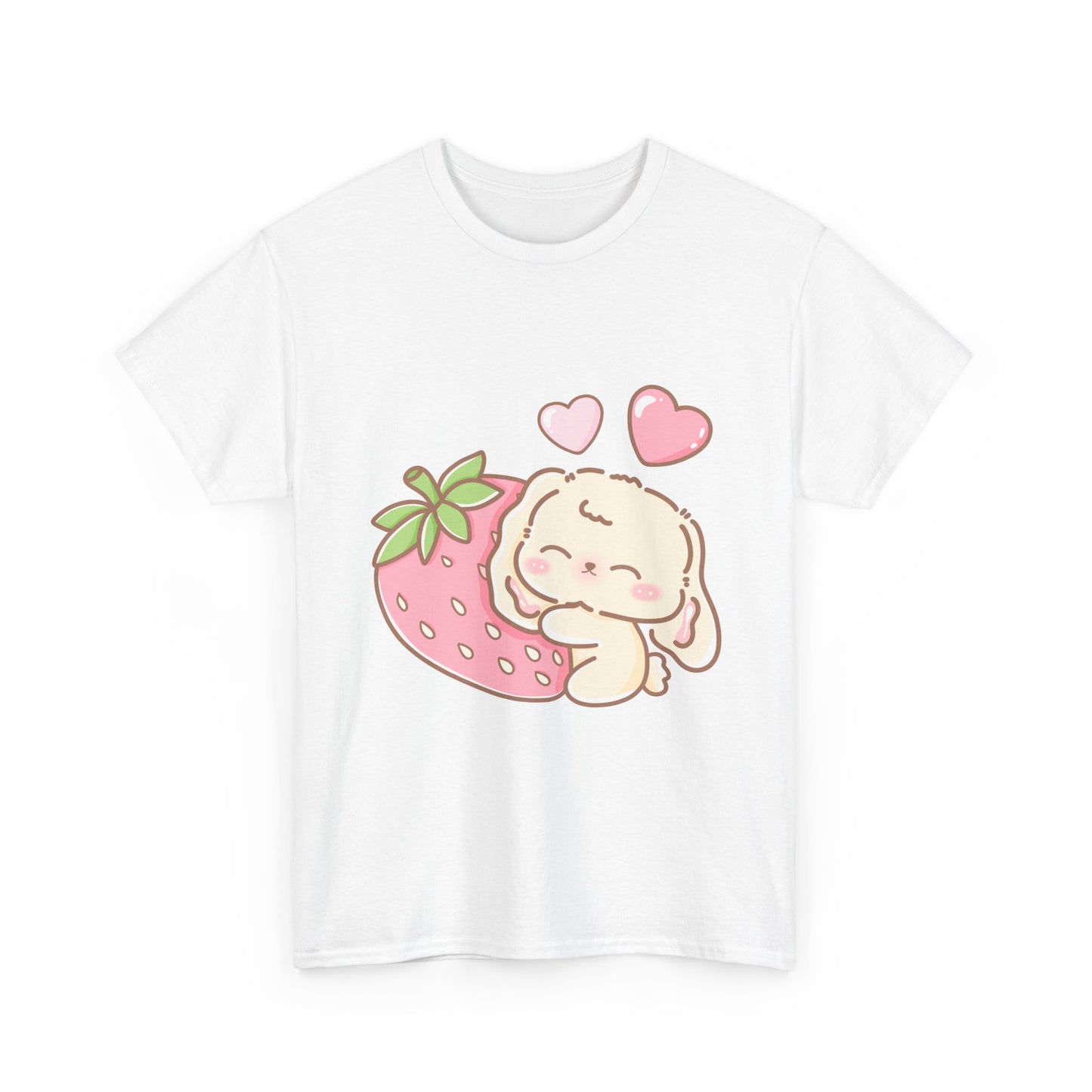 Cute Bunny Strawberry Play Tee - Puppy's Aesthetics