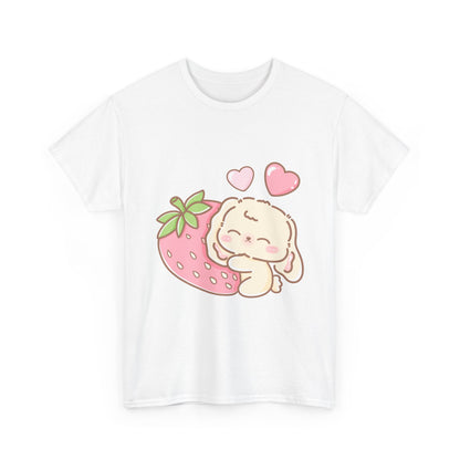 Cute Bunny Strawberry Play Tee - Puppy's Aesthetics
