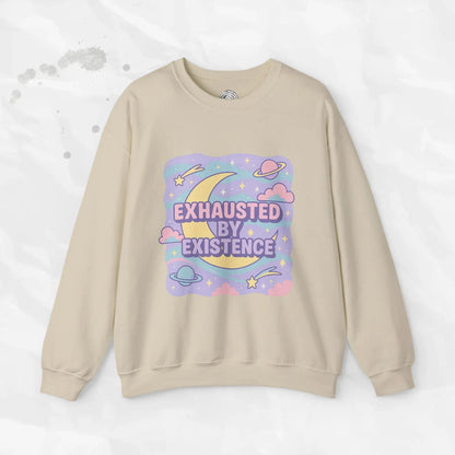 Exhausted by Existence Crew Sweater (Colors) - Puppy's Aesthetics