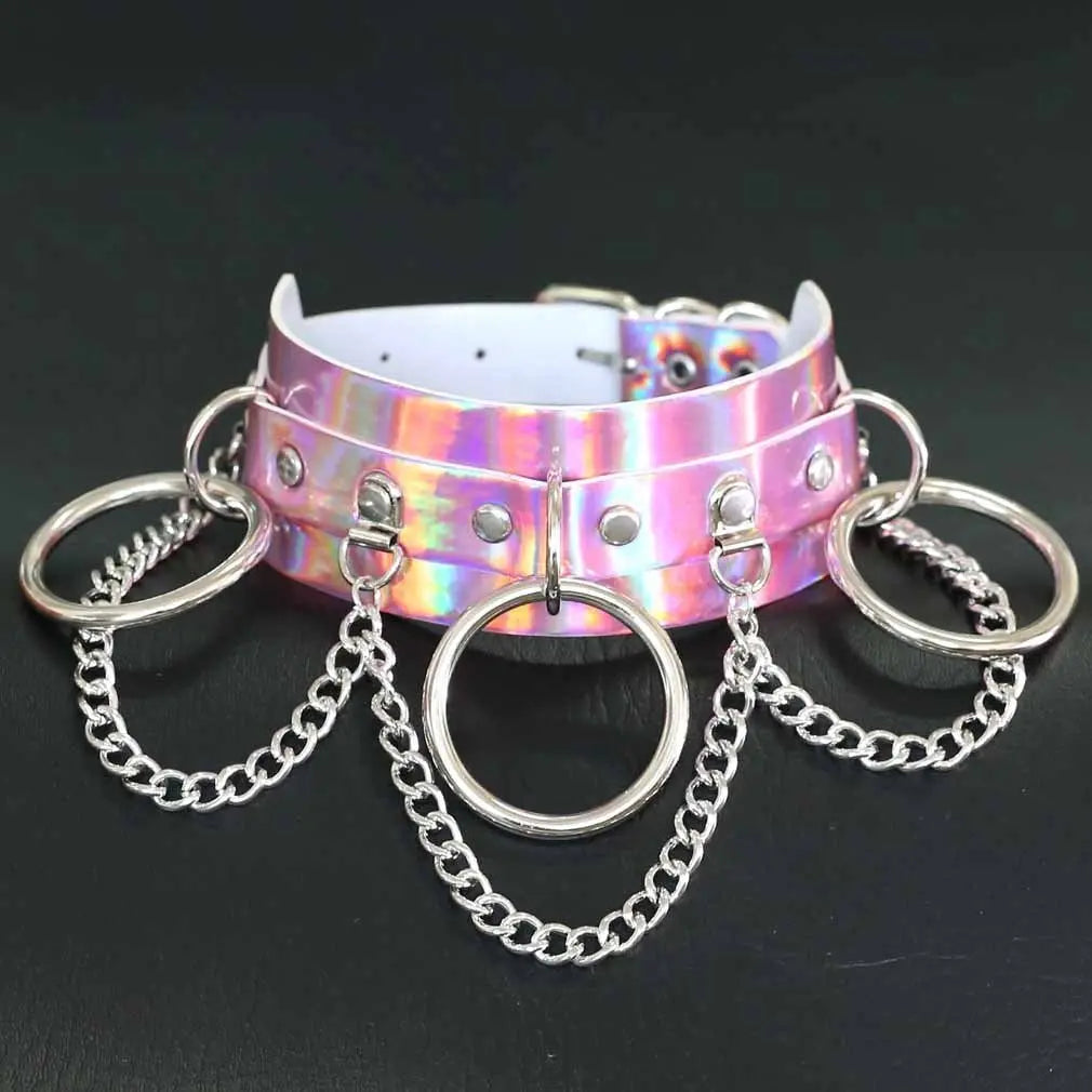 Sexy Luminous Metallic Collar style2 pink