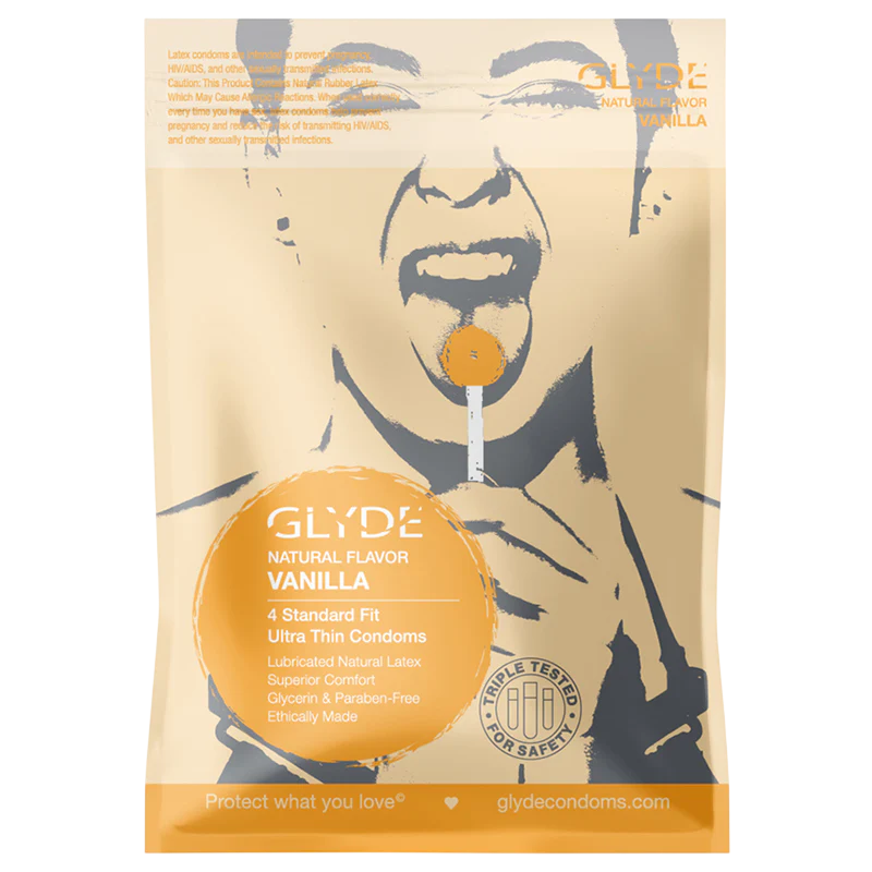 GLYDE ULTRA Natural Flavor Condoms (Vanilla/4 Pack)