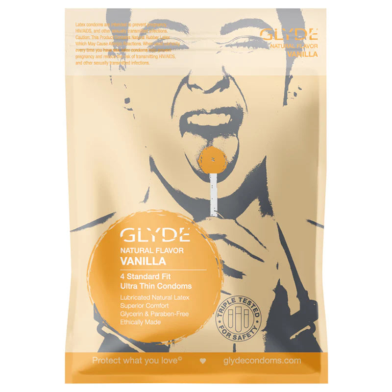 GLYDE ULTRA Natural Flavor Condoms (Vanilla/4 Pack)