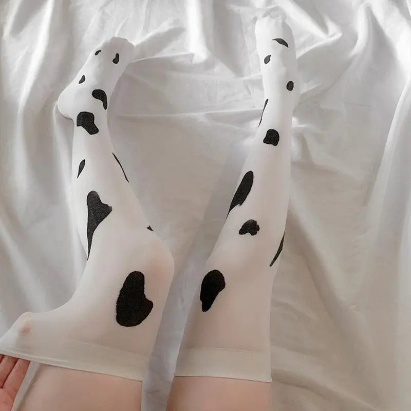 Kawaii Cow Spots Stockings One Size