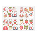 Sweet Strawberry Bunny Sticker Sheet - Puppy's Aesthetics