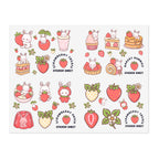 Sweet Strawberry Bunny Sticker Sheet - Puppy's Aesthetics