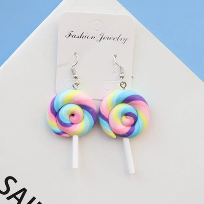 Rainbow Lollipop Drop Earrings silver D