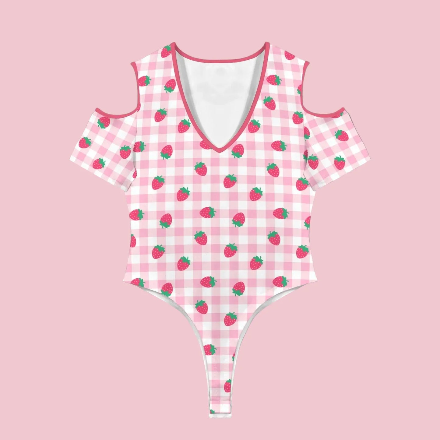 Strawberry Plaid Peekaboo PlaySuit - Puppy's Aesthetics