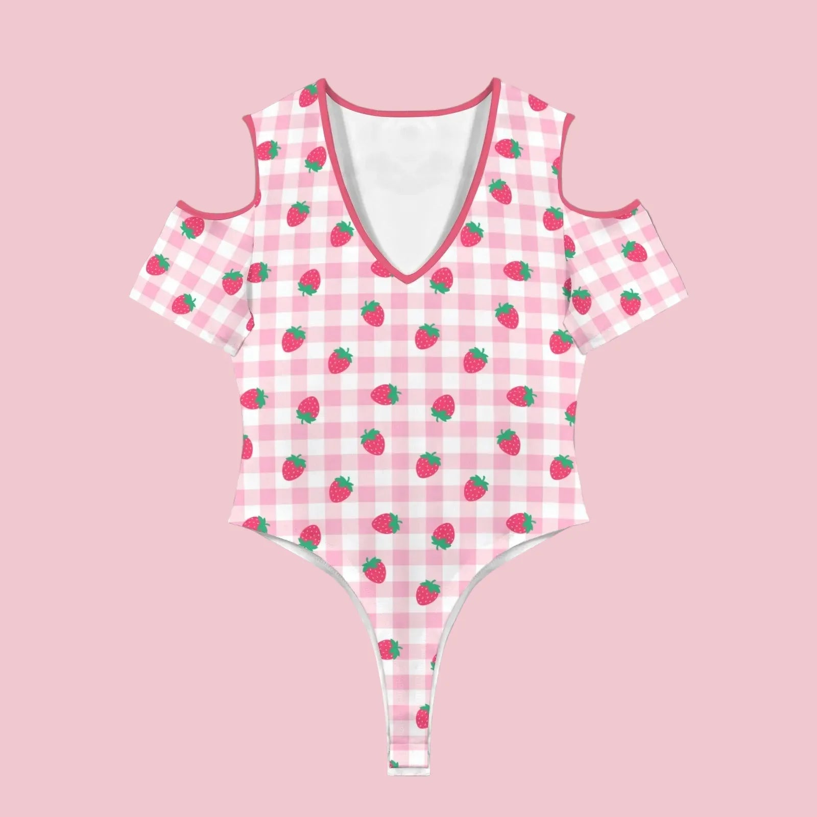 Strawberry Plaid Peekaboo PlaySuit - Puppy's Aesthetics