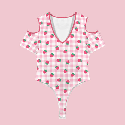 Strawberry Plaid Peekaboo PlaySuit - Puppy's Aesthetics