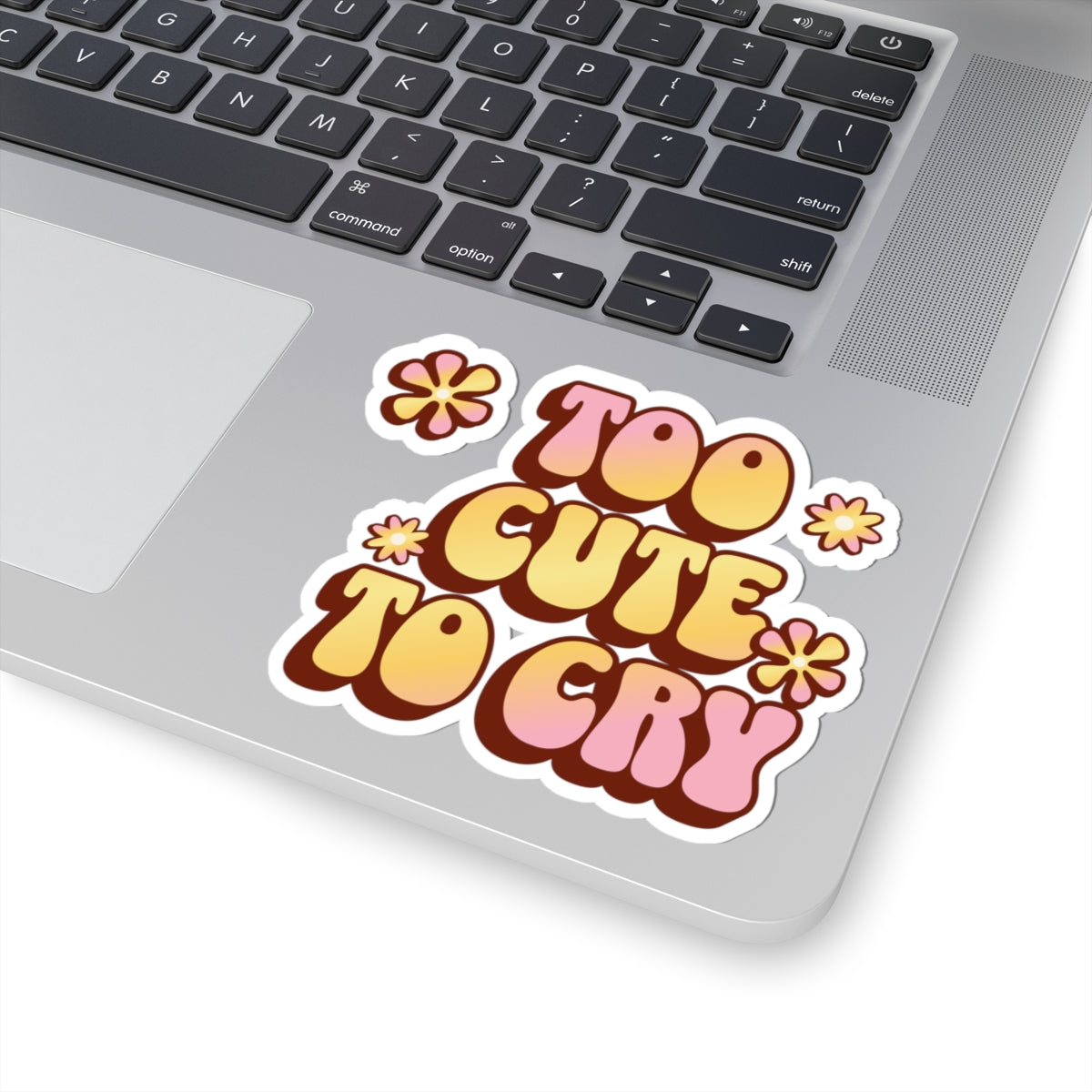 Retro Too Cute To Cry Kiss-Cut Sticker - Puppy's Aesthetics