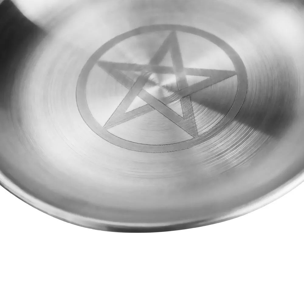 Silver Pentagram Altar Incense Holder Dish