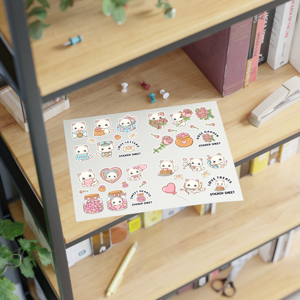 Kawaii Love & Treats Sticker Sheet - Puppy's Aesthetics