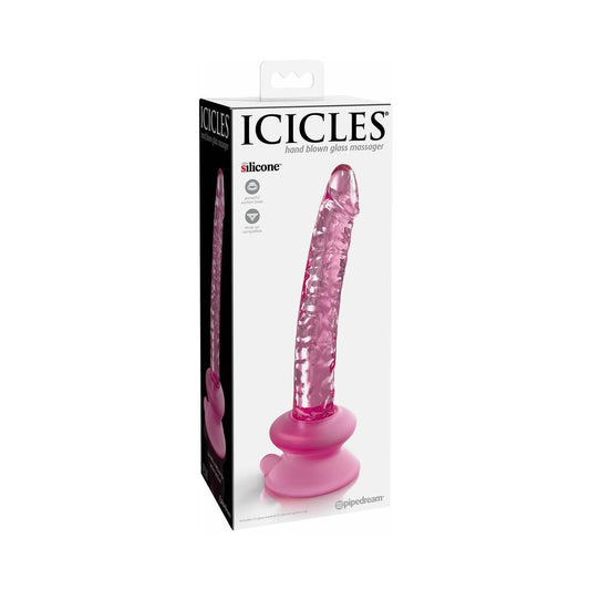 Icicles No. 86 Realistic 7 " Glass Dildo With Suction Cup Pink