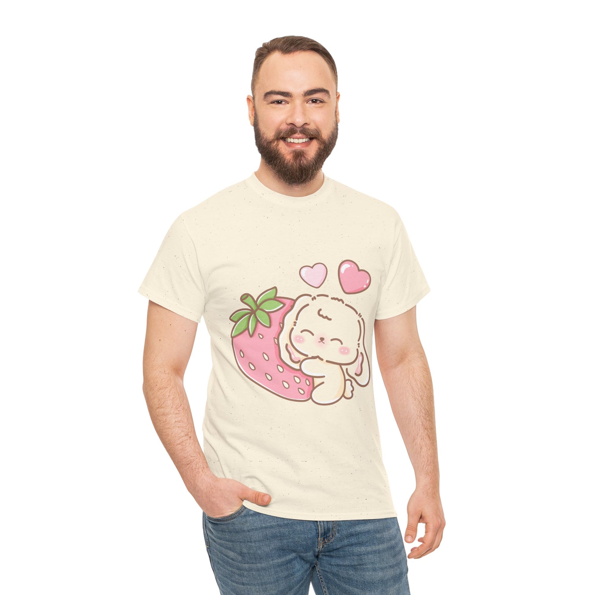 Cute Bunny Strawberry Play Tee - Puppy's Aesthetics