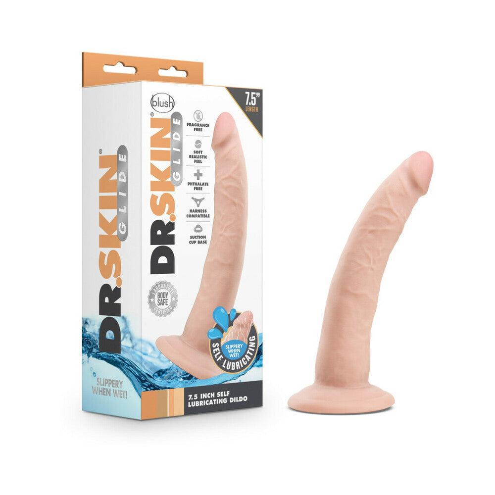 Dr. Skin Glide Realistic 7.5 " Self-Lubricating Dildo Beige