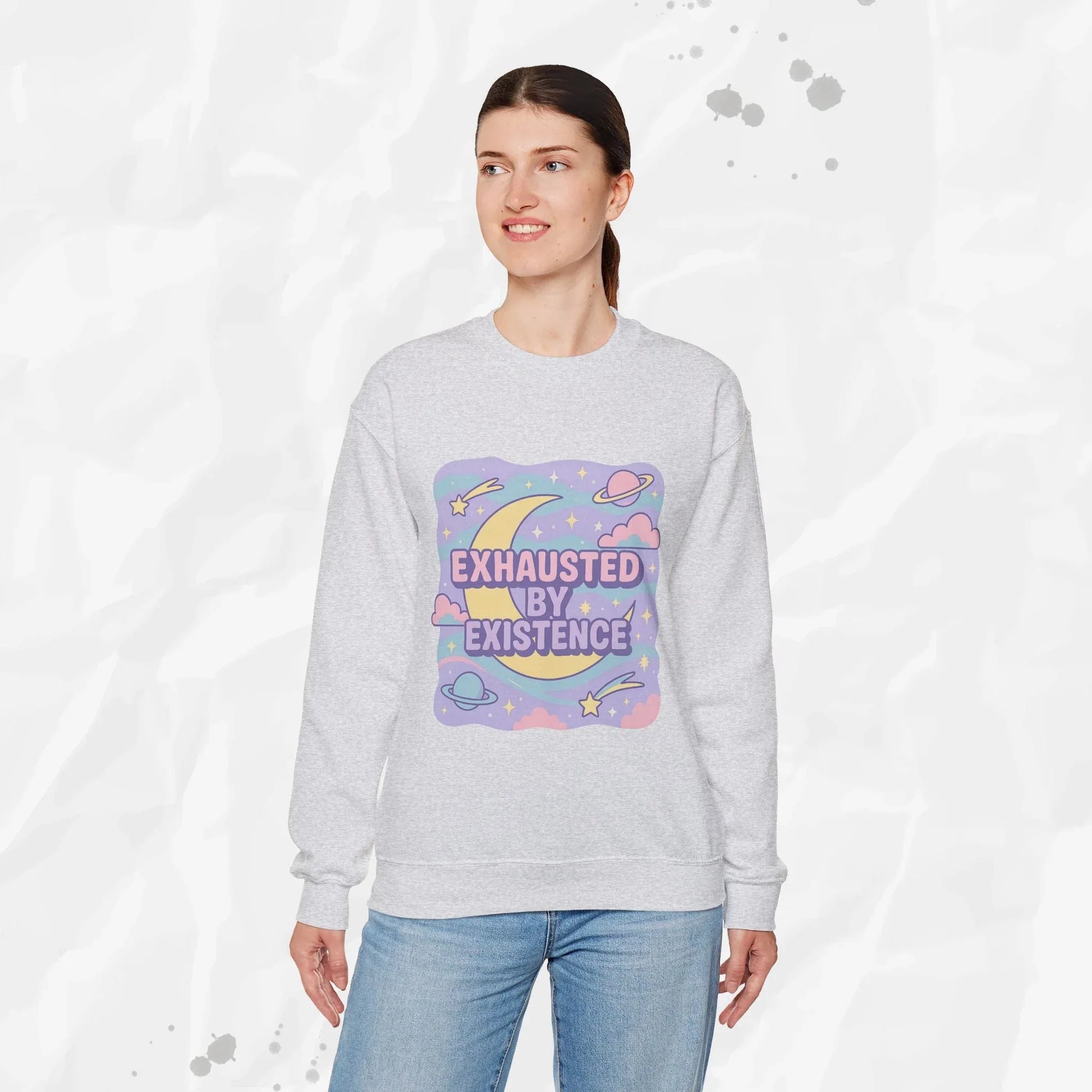 Exhausted by Existence Crew Sweater (Colors) - Puppy's Aesthetics