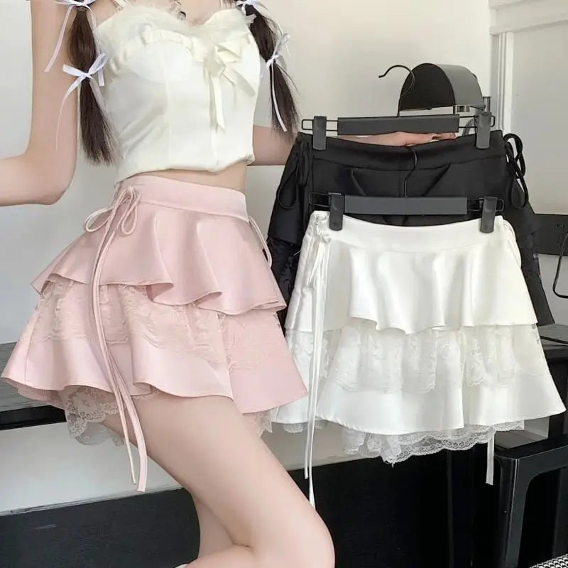 Kawaii Pink Ruffle Mini Skirt