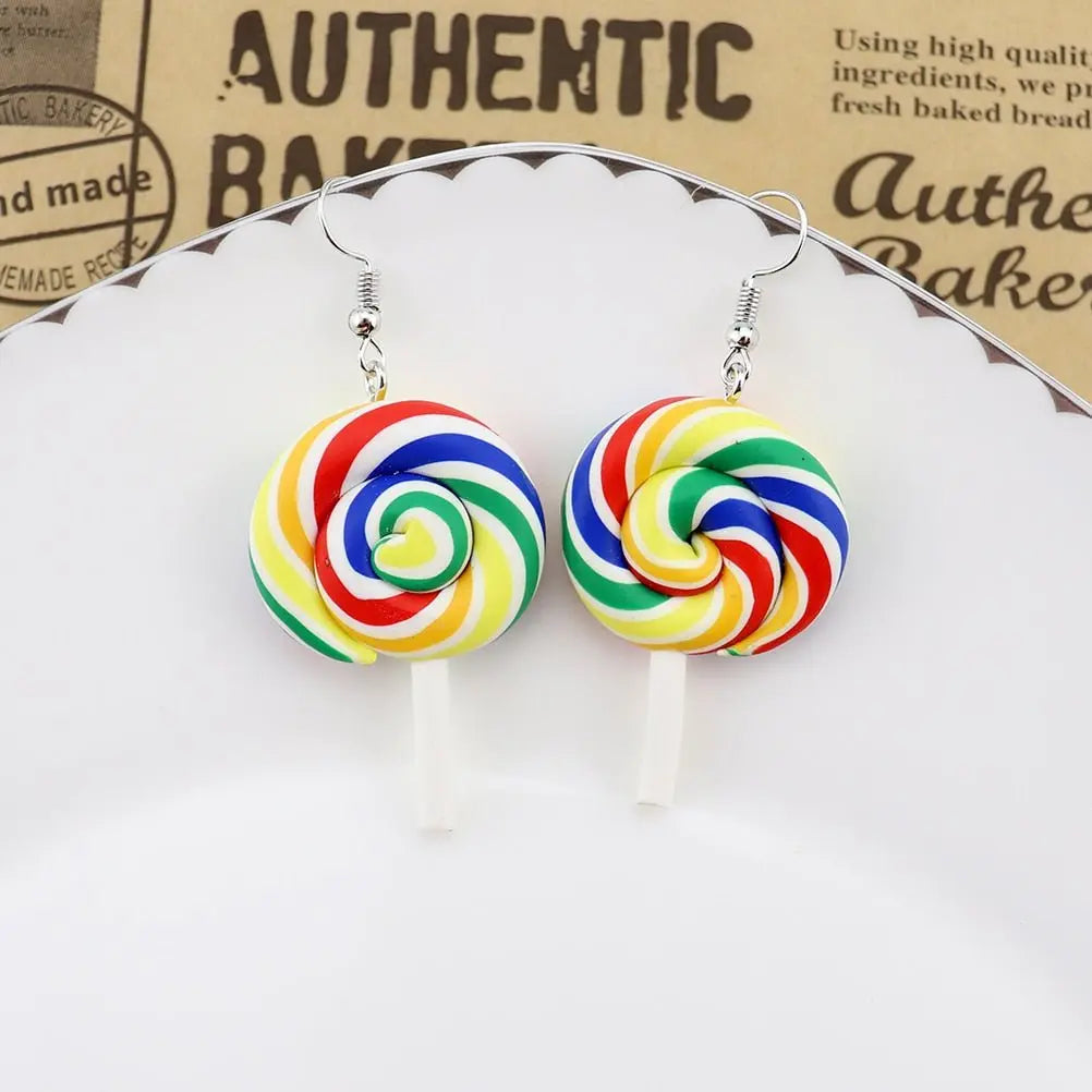 Rainbow Lollipop Drop Earrings silver E