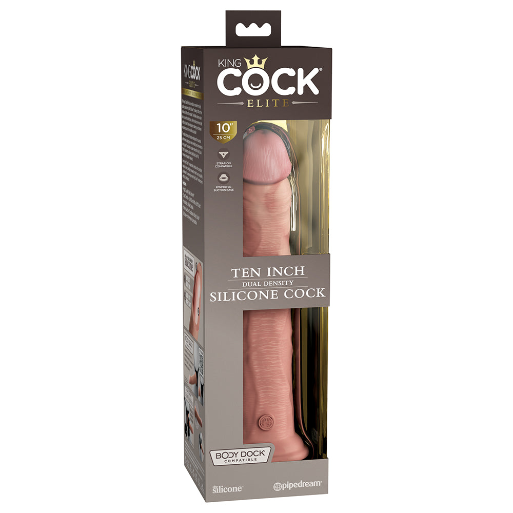 King Cock Elite 10 " Dual Density Silicone Cock Realistic Dildo With Suction Cup Beige
