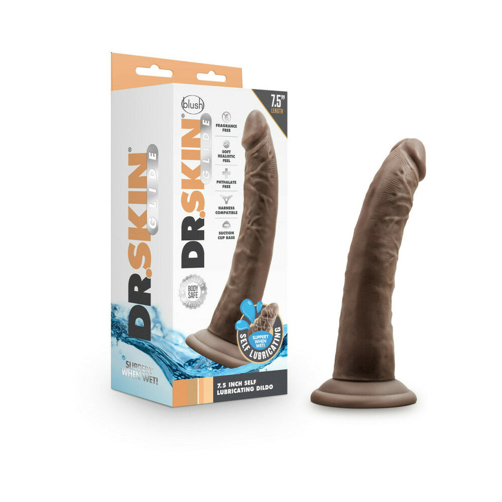 Dr. Skin Glide Realistic 7.5 " Self-Lubricating Dildo Brown