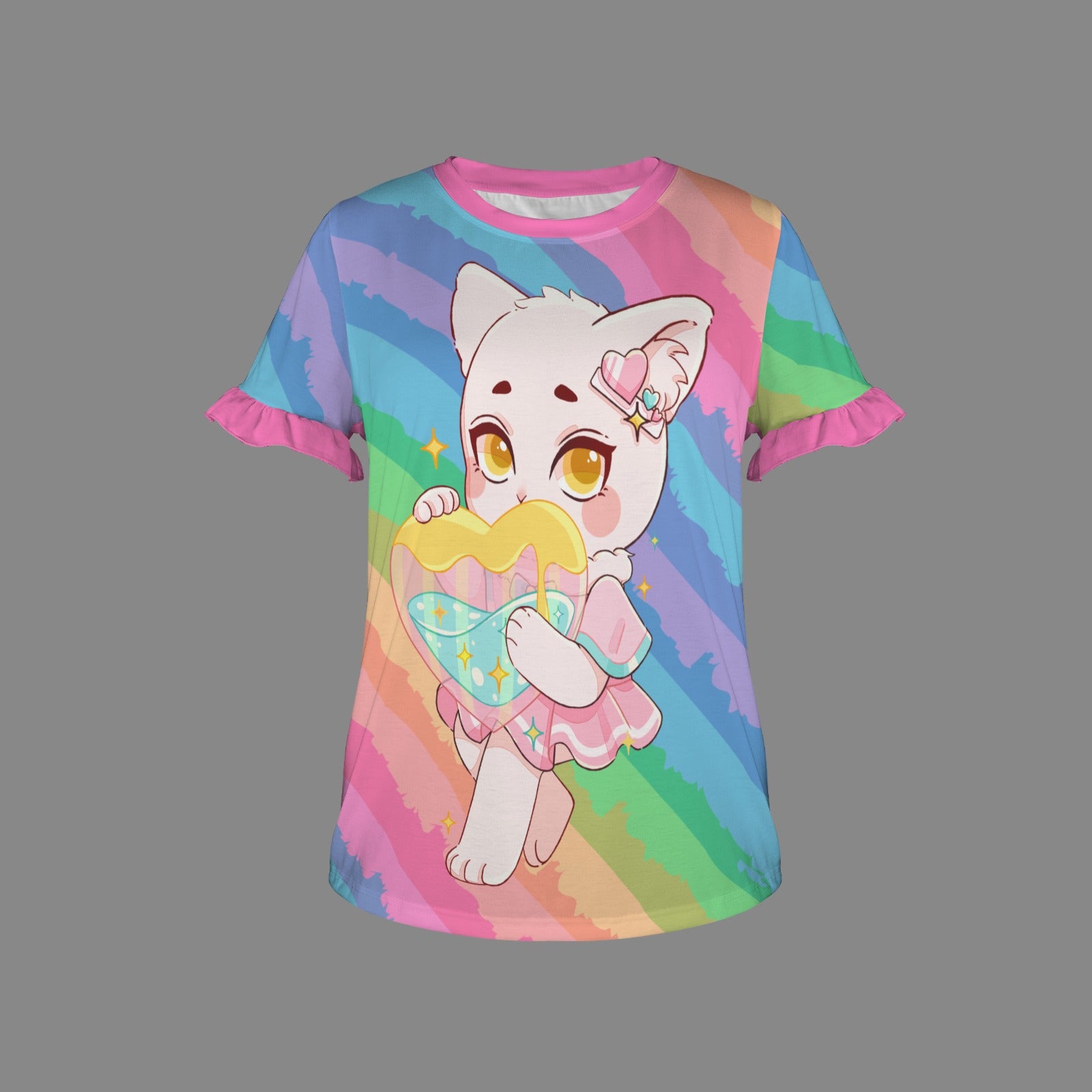 Pretty Kitty Rainbow Ruffle Tee
