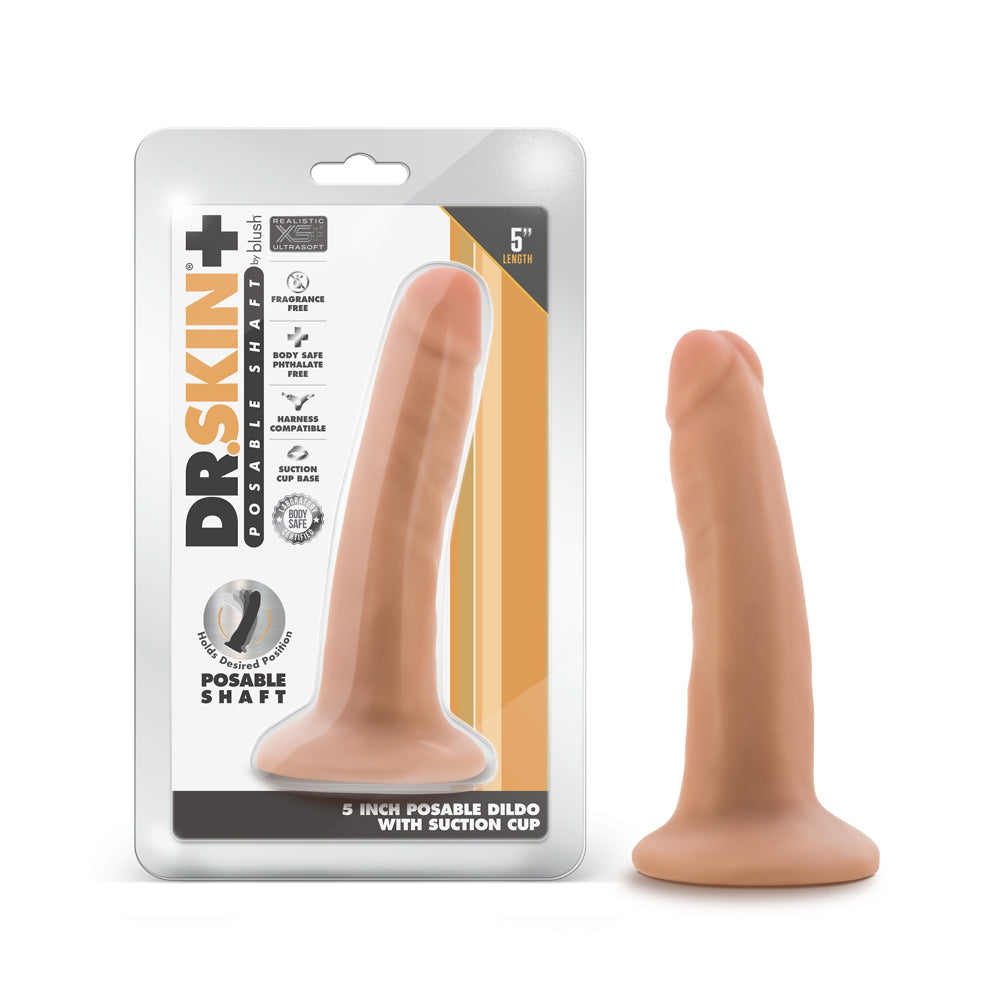 Dr. Skin Plus Realistic 5 " Triple Density Posable Dildo Beige