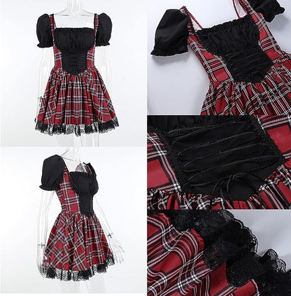 Plaid Lolita Style Mini Dress