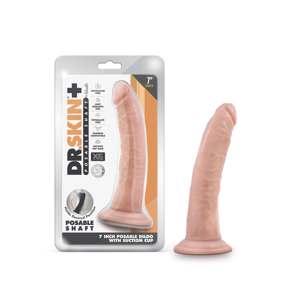 Dr. Skin Plus Realistic 7 " Triple Density Posable Dildo Beige