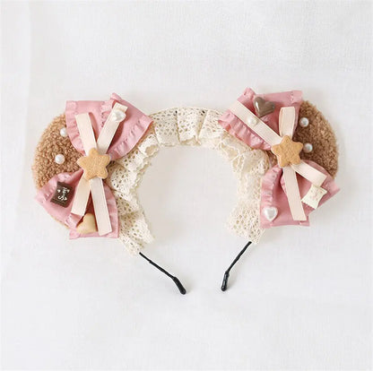 Lolita Bear Ear Cookies Headband pink