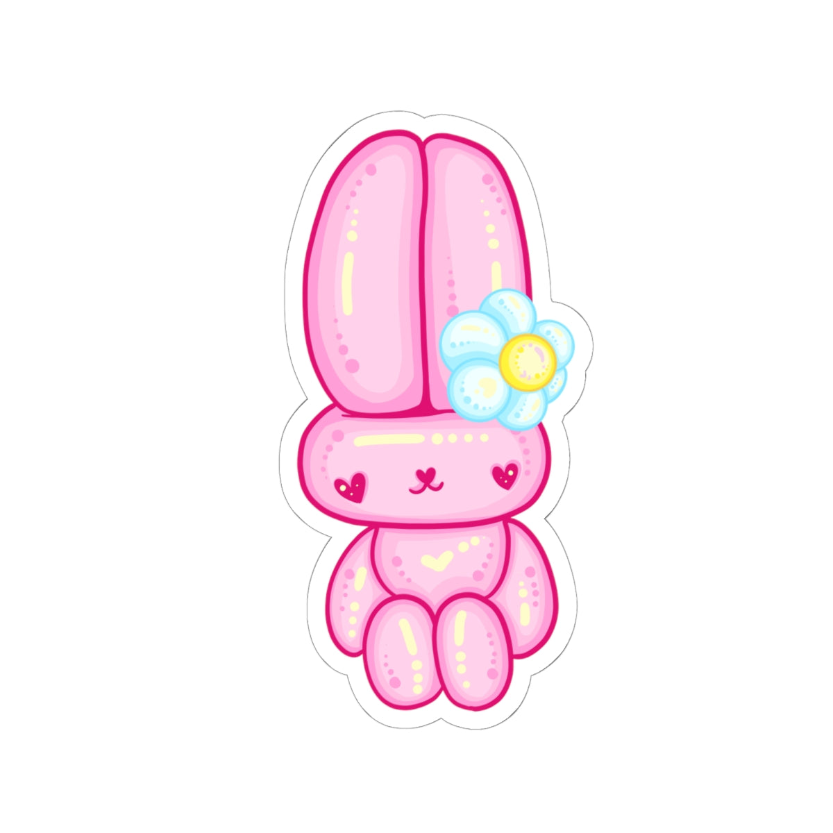 Kawaii Flower Bunny Kiss-Cut Sticker - Puppy's Aesthetics