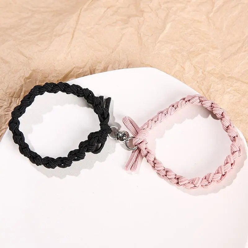 Magnet Couple Bracelet Set (Colors) 7 # handmade magnetic bracelet [black + powder pair]