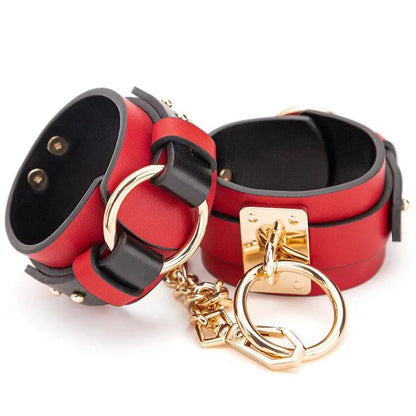 Red Leather Handcuff Anklecuffs ankle cuffs