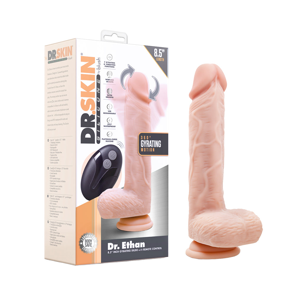 Dr. Skin Silicone Dr. Ethan 8.5 " Gyrating Dildo with Remote Control Beige