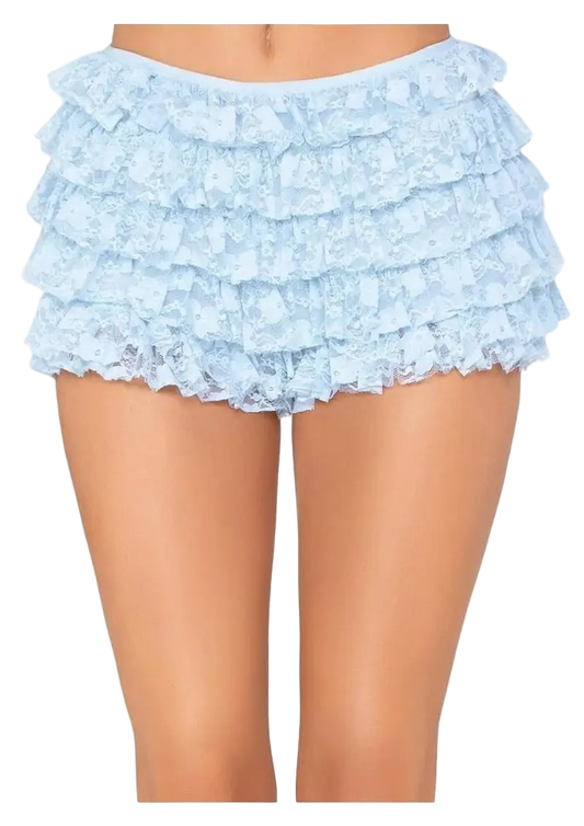 Cute Lace Ruffle Shorts – Blue