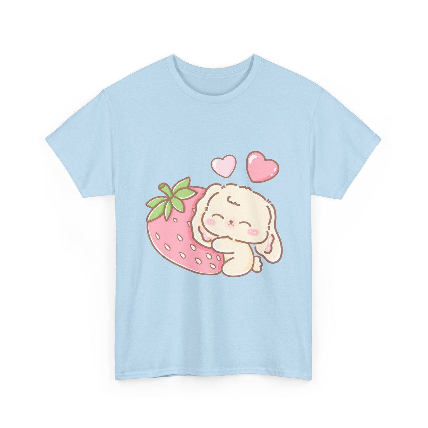 Cute Bunny Strawberry Play Tee - Puppy's Aesthetics