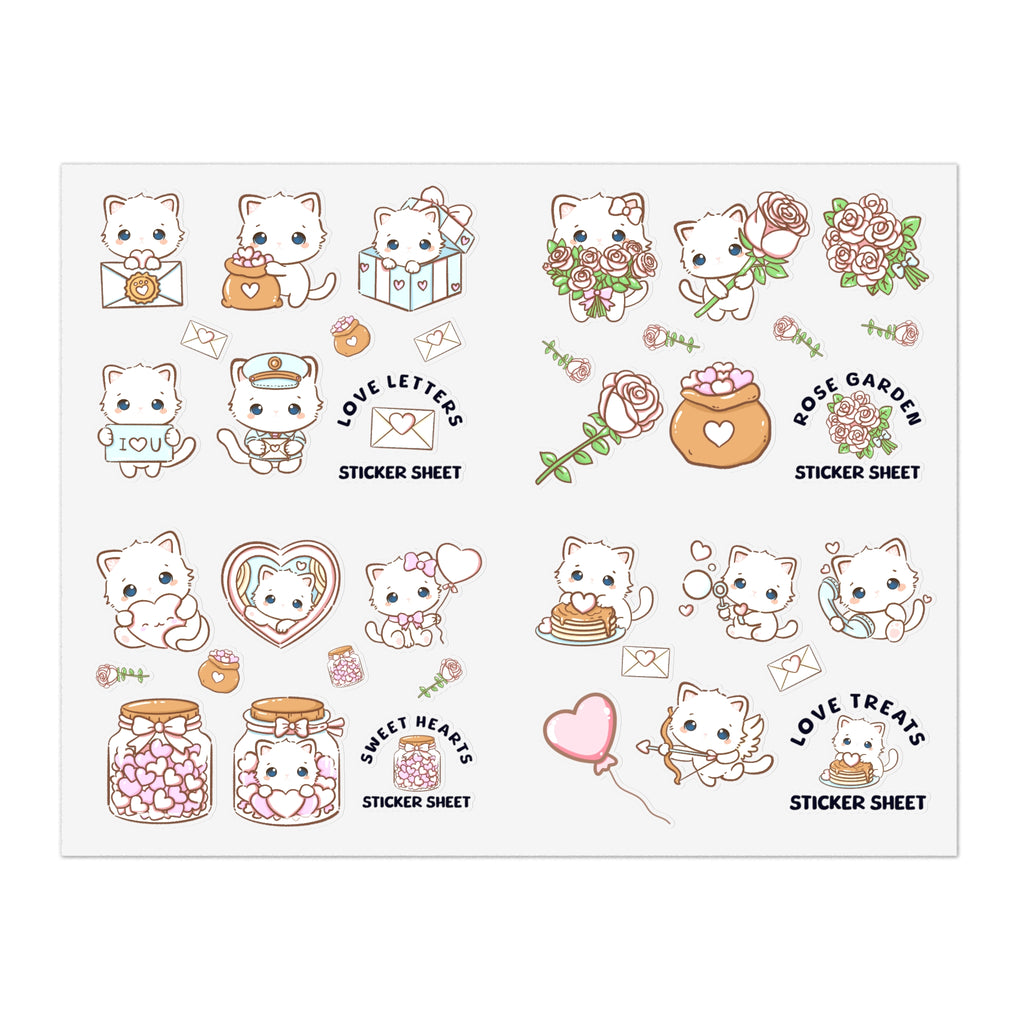 Kawaii Love & Treats Sticker Sheet - Puppy's Aesthetics